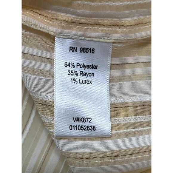 Coldwater Creek Yellow White Gold Thread Semi Sheer Blouse Petite Large - Picture 4 of 9